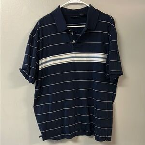 Puritan Blue and White Striped Polo Shirt